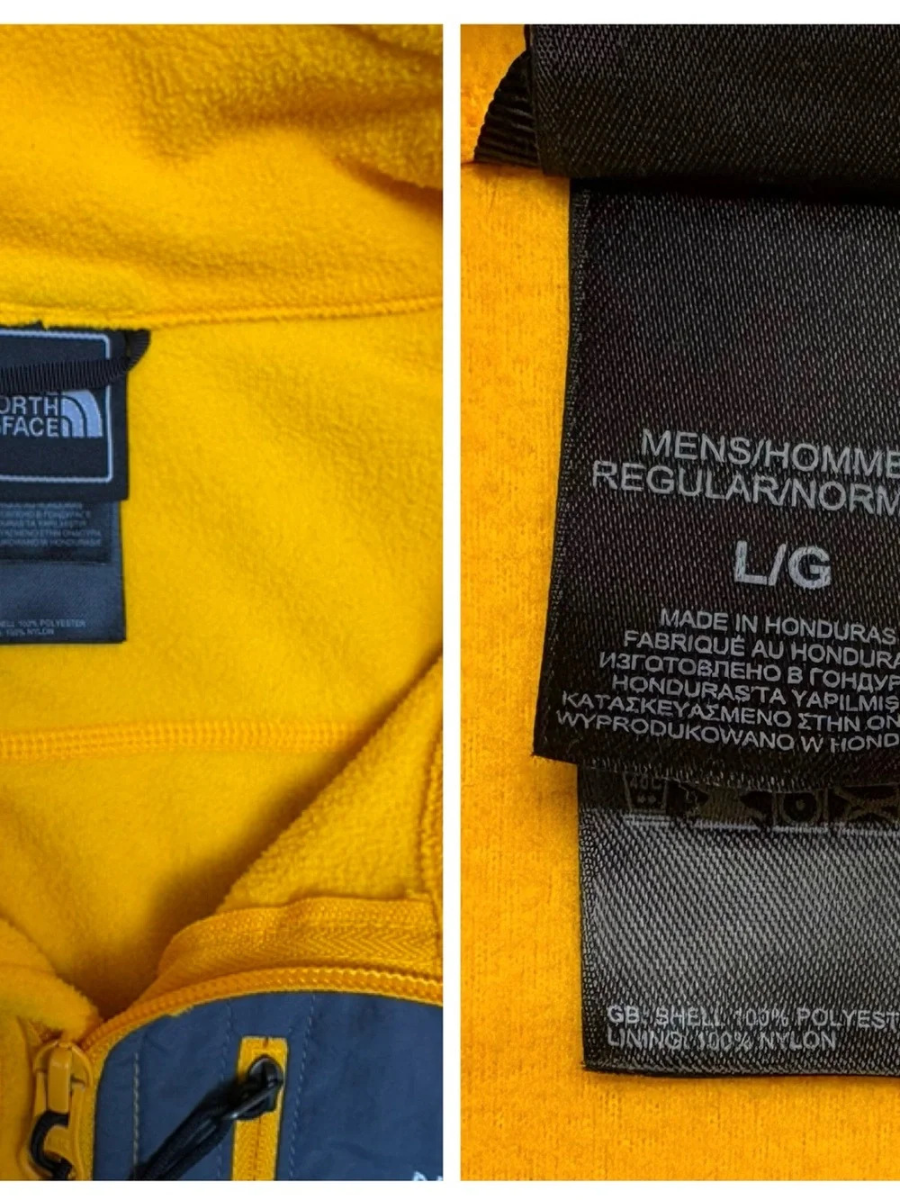 The North Face Men’s Yellow Fleece Zip Pullover with Gray Chest Pocket